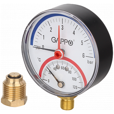 Термоманометр рад. 6 бар GAPPO