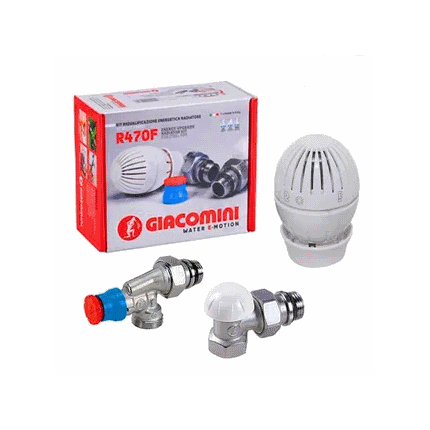 Комплект термостатический ОСЕВОЙ для подключения радиаторов угловой 1/2" Giacomini 