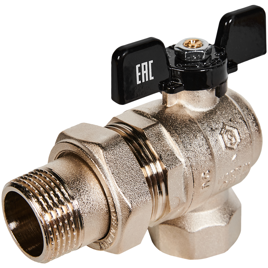 Кран шаровый угл. с американ. 1" STOUT