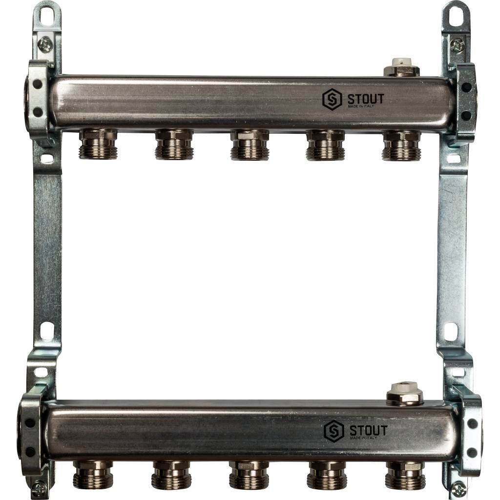 Коллектор из нерж.ст. для рад. 5 вых. STOUT