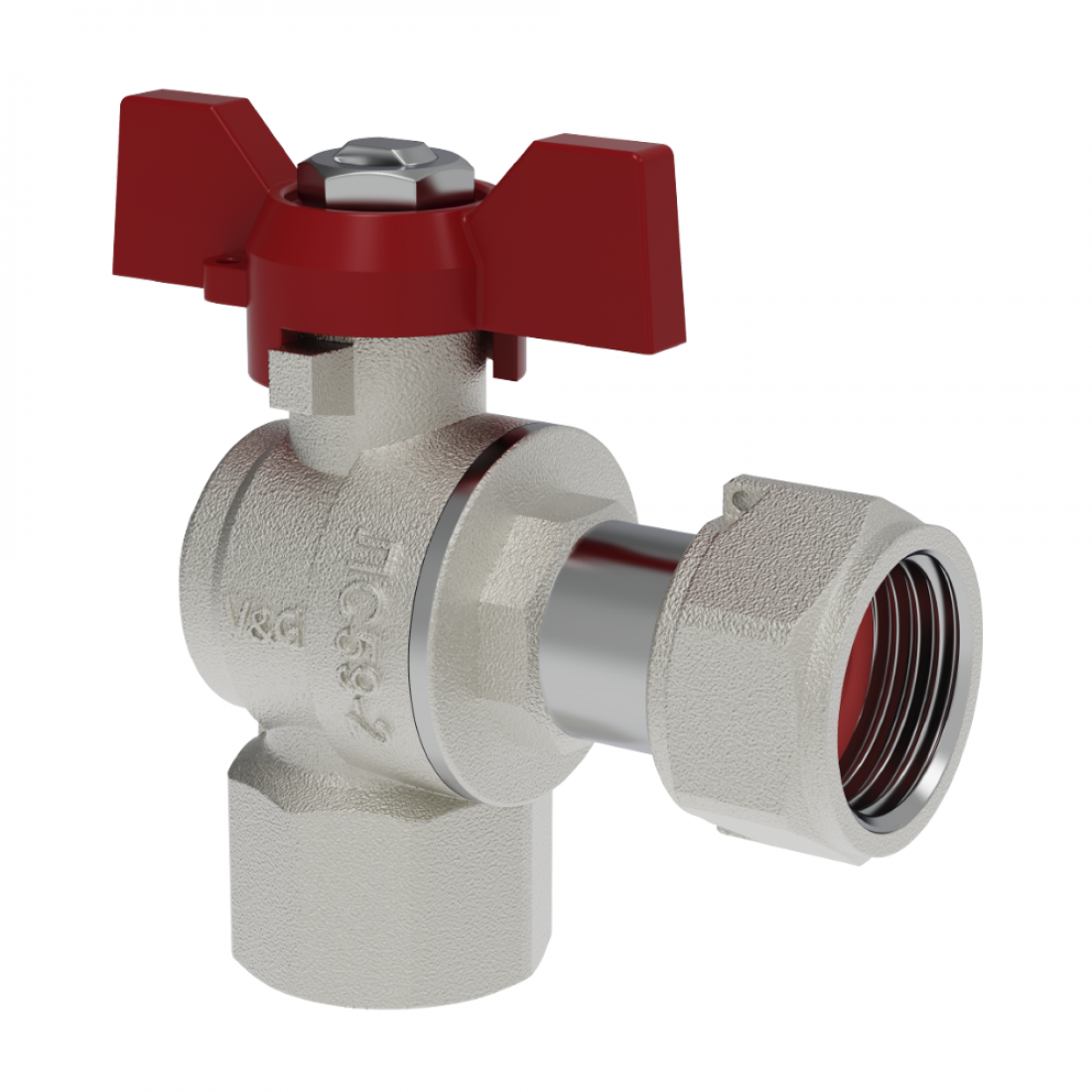 Кран шар. с накидной гайкой угловой ВхВ 1/2" V&G