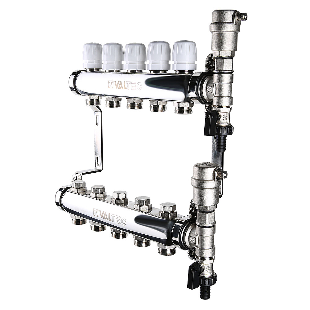 Коллекторная группа из нерж. стали, в сборе 1"х9 вых. Евроконус 3/4" VALTEC 