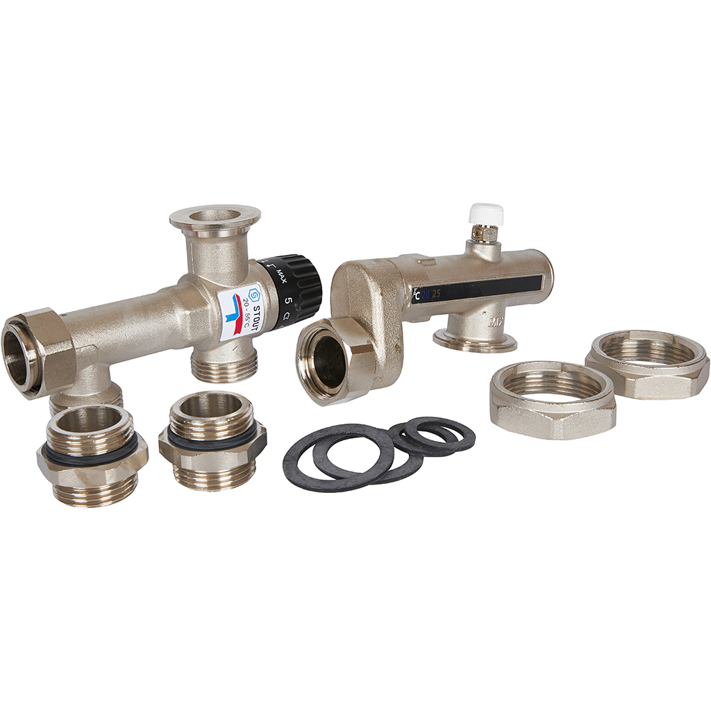 Насосно-смесительный узел с термостатич. клапаном 20-55 С, без насоса STOUT