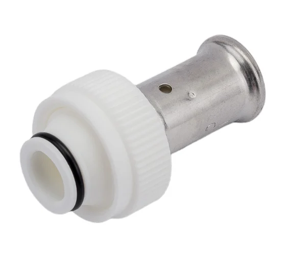 Пресс-фитинг Henco с накидной гайкой под евроконус, ПВДФ пресс (белый), 16x3/4"