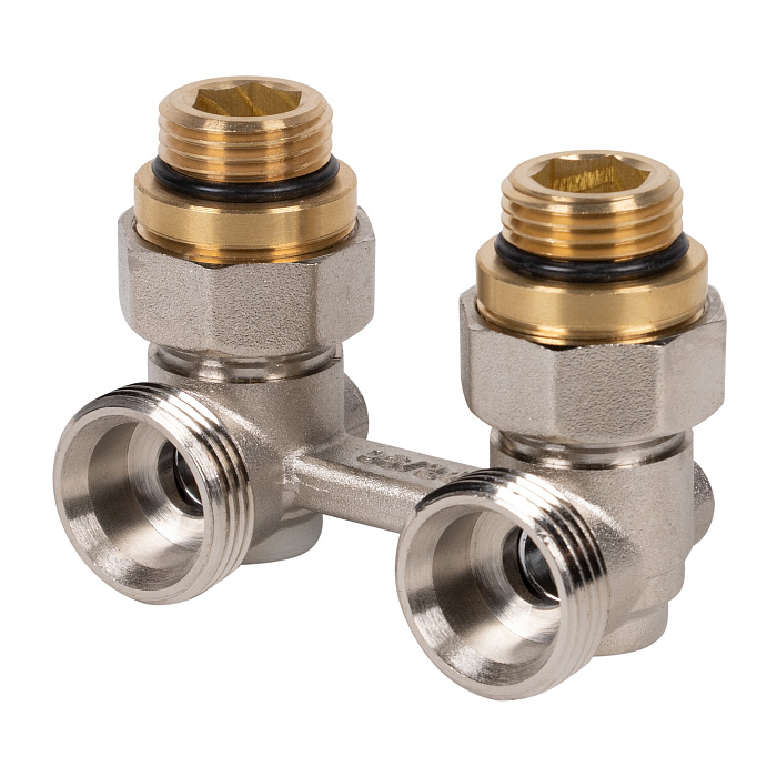 Узел нижнего подключения Rotal Thermo угловой 1/2"х3/4"ЕК с комплектом адаптеров