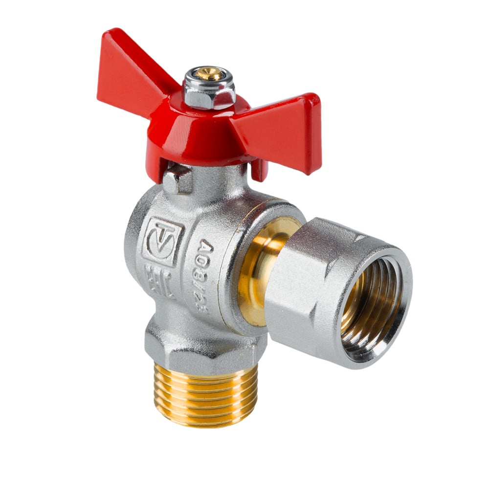 Кран шар. усиленный BASE угловой с нак. гайкой 3/4" вн.-нар. VALTEC