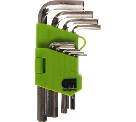 Набор ключей имбусовых HEX, 1,5-10мм, 45х, (9шт), закаленные, никель, Сибртех 