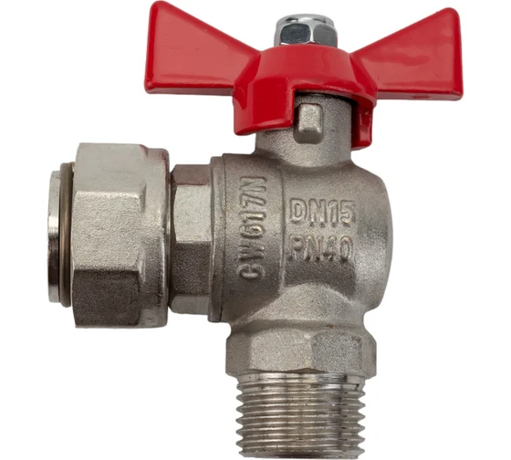 Кран шар. усиленный BASE угловой с нак. гайкой 1/2"х3/4" нар.-вр. VALTEC