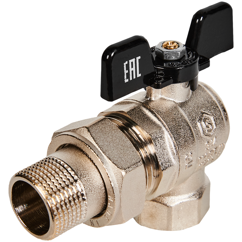 Кран шаровый угл. с американ. 3/4 STOUT