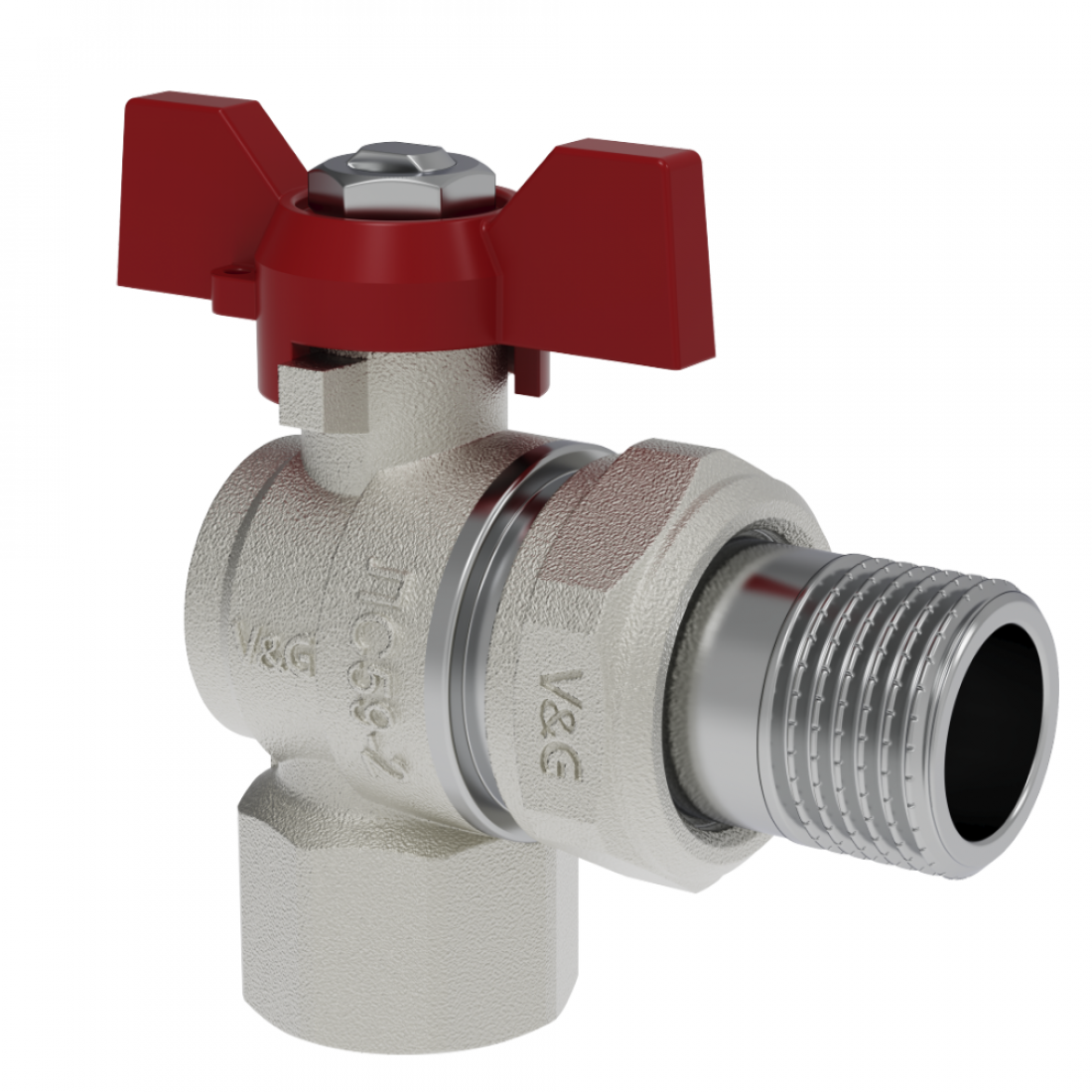 Кран шаровый с америк. углов. ВхН 3/4" V&G Optima (бабочка)