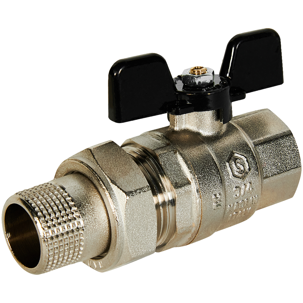 Кран шаровый прям. с американ. 3/4 STOUT