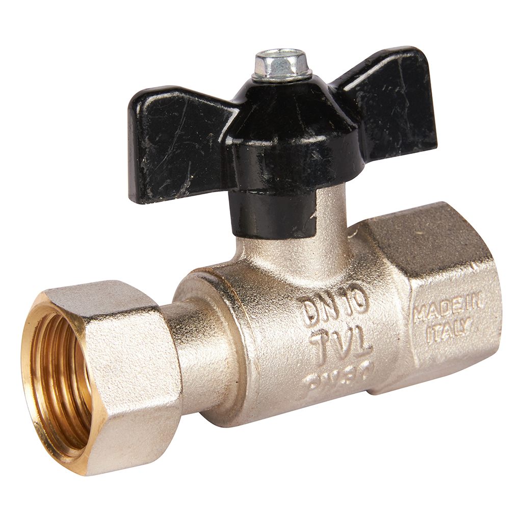 Кран шаровый прям. с нак.гайкой 1/2 вр (бабочка) STOUT