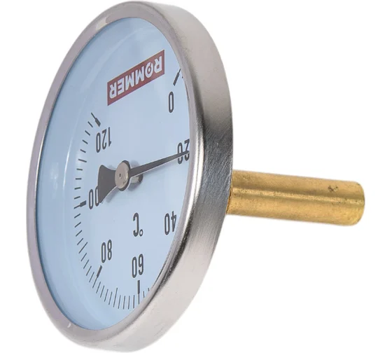 Термометр биметал. с погруж. гильзой корпус Dn80мм, гильза 50мм 1/2" 120C ROMMER