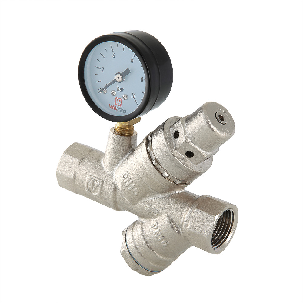 Подпиточный клапан с фильтром и манометром 1/2" VALTEC