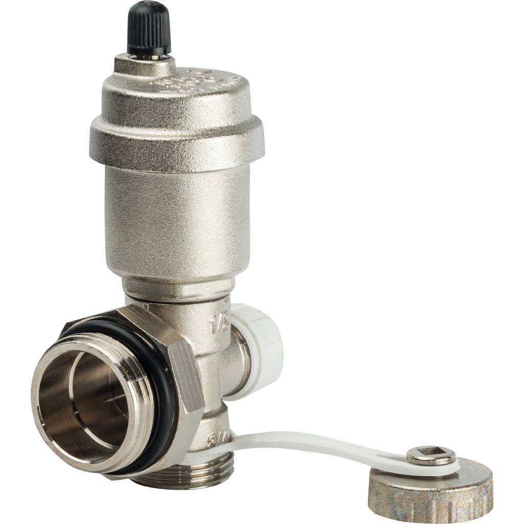 Регулир-ый концевой фитинг с дренаж. вентилем, автом. воздухоотводчик 1" STOUT (489AR)