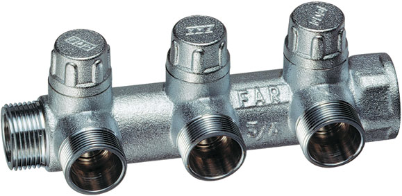 Коллектор запорный с 3 отв. 3/4" М24х19 FAR